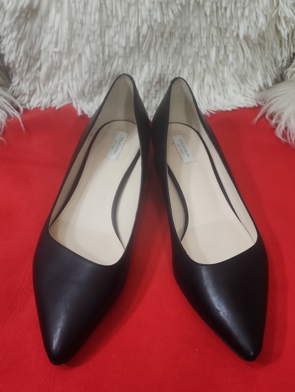 Cole Haan Vesta Skimmer Black Pointed-Toe Leather Flats